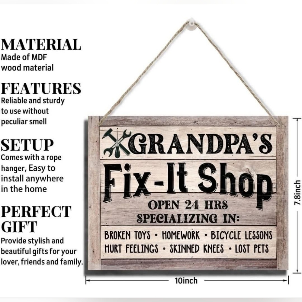 Grandpa's Fix-It Shop Sign